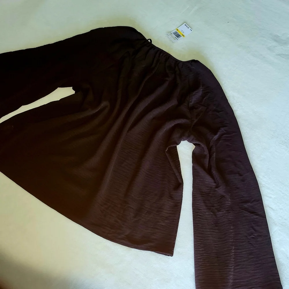 Michael Kors Dark Blouse with Tie Neck